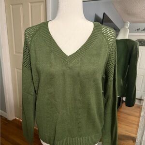 Olive Green V-Neck Sweater